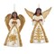 4.5” Ivory and Gold African American Angel Ornaments - Set of 2 Assorted Elegant Christmas Decorations